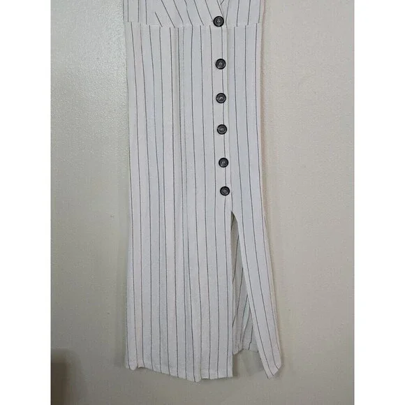 URBAN Romantics White Striped Midi Dress - Picture 3 of 11